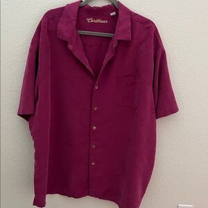 Caribbean Men’s 3XB Burgundy Camp Shirt | Modal Blend Short Sleeve Button-Up